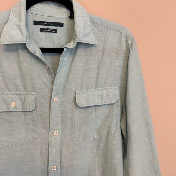 Perry Ellis Button Up Shirt Blue Small - Picture 3 of 6